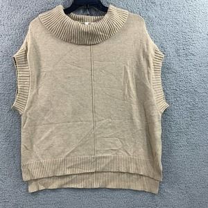 Anthropologie Moth Sweater Boxy Oversized M Beige Sleeveless Lagenlook